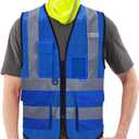 A-SAFETY High Visibility Mesh Safety Reflective Vest with Pockets and Zipper,Hi Viz Work Vest for Men Women (Blue Mesh 6XL-8XL)
