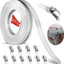 Hose Clamps 20FT Strap+10 Fasteners,DIY Cut-To-Fit 304 Stainless Steel Adjustable Large Worm Gear Band Clamp Assortment Kit,Metal Screw Fasteners and Strapping for Pipe,Duct,Pole,Tube