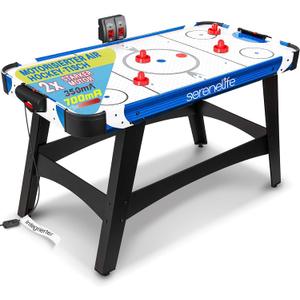 SereneLife 54 Inch Air Hockey Game Table w/Powerful Motor, Light-up Scoreboard, AC in Line Power Switch Includes 2 Pucks, 2 Pushers