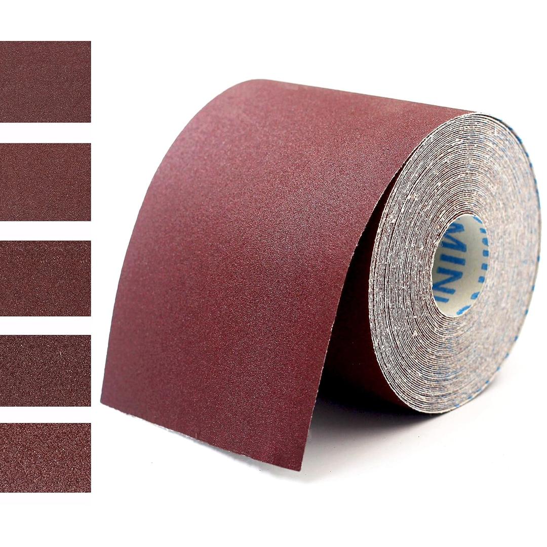 5 Grits Emery Cloth Roll60 to 240 Grit Sandpaper roll Ready-to-wrap Ready-to-Cut 4 inch by 32.8 feet Long Abrasive Sand Paper Rolls 60.80.120.180 and 240grid