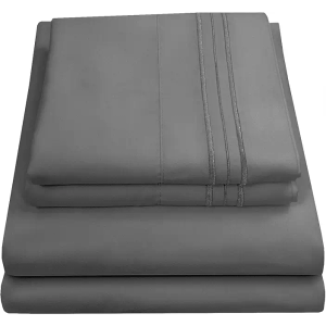 Full Size Sheet Sets - Breathable Luxury Sheets with Full Elastic & Secure Corner Straps Built In - 1800 Supreme Collection Extra Soft Deep Pocket Bedding Set, Sheet Set, Full, Gray OEKO-TEX STANDARD 100