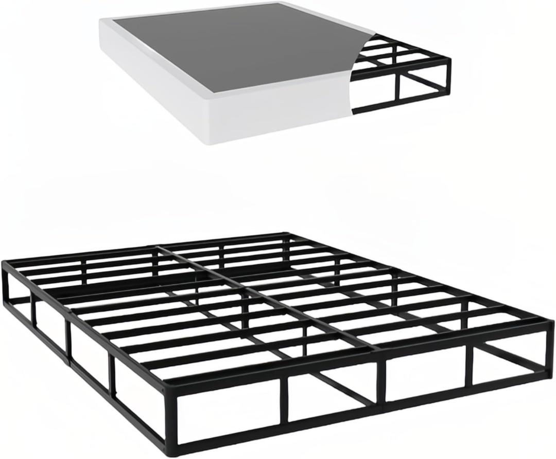 UNITED FLAMES 9 Inch Box Spring Queen, Low Profile Mattress Foundation, 3000lbs Max Weight Capacity, Non-Slip/No Noise/Easy Assembly/Easy Clean Cover (9, Queen)
