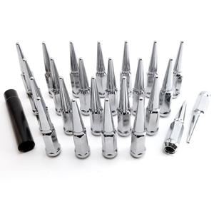 24PCS 14x2 Chrome Cone/Conical Bulge Seat Wheel Spike Lug Nuts with 1 Socket Key Compatible with Expedition 2000-2018, F-150 99-14, Lobo 09-14, Mark LT 05-08, Navigator 2000-2014