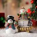 2 Pcs 5 Inch Snowman Figurines Rustic Christmas Table Decorations Indoor Resin Snowman Decor Tabletop Statue for Xmas Winter Party Home Office Mantle Desk Shelf Holiday Gifts(Classic)