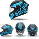 SanQing Kids Full Face Motorcycle ATV Helmet DOT Approved（Blue, M）