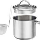 8 Cup Saucepan With Glass Lid,1.5QT Multipurpose Small Pasta Pot with Insert Steamer Basket for Boiling Sauce, Gravies, Pasta, Noodles