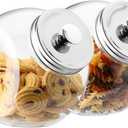 Hyperspace Glass Cookie Jars for Kitchen Counter Set of 3 Glass Penny Jar, Candy Jar with Metal Airtight Lid (75 Ounce)