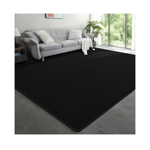 Modern Large Area Rug for Bedroom Living Room, 4x6 Feet Black Thickened Memory Foam Washable Rugs, Non-Slip Soft Minimalist Solid Indoor Carpets for Boys Girls Nursery Room Décor