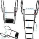 4 Step Pontoon Boat Ladder, Pontoon Ladders for Pontoon Boats,Stainless Steel Rear Entry Inboard Ladders Over Platform