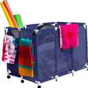 Pool Noodles Holder, Toys, Floats, Balls and Floats Equipment Mesh Rolling Storage Organizer Bin, Extra-Large, (47.2" W x 30.2" L x 34" H), Blue/White Style 455119