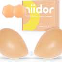 Niidor Adhesive Bra Strapless Ultra Sticky Invisible Push up Silicone Bra Multiple Colors Sizes Reusable for Backless Dress (Creme)