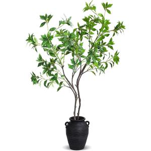 Thiccywoov 2 Pcs 47 Inch Fake Tree Branches Faux Greenery Japonica Leaf Stems for Vase Artificial Tree Branches for Vase Wedding Spring Office Desk Centerpieces Decor
