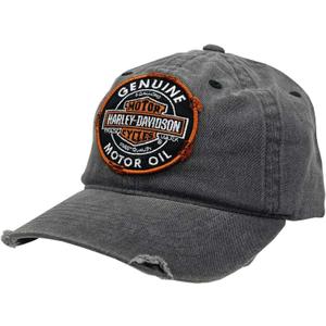 Harley-Davidson Men's Distressed Motor Oil Adjustable Baseball Cap, Washed Gray (Gray)