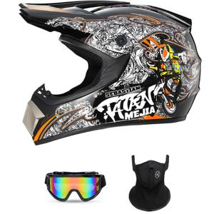 Motorcross Helmet, Off-Road Dirt Bike Helmet, ATV Helmet, Youth Motorcycle Helmet, Unisex Full-face Helmet, Comfortable and Lightweight, FMVSS-218 Safety Certified, (Small)