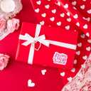 WRAPAHOLIC Reversible Valentine's Day Wrapping Paper - Mini Roll - 17 Inch X 33 Feet - Red Love Heart Design for Valentine's Day, Wedding, Anniversary, Birthday, Baby Shower