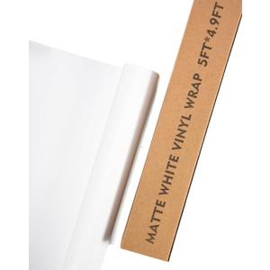 Matte White Vinyl Wrap Film for Cars, 5ft x 4.9ft Car Vinyl Wrap Roll for Car Body Protection, Scratch Resistance with Air Release Technology (Matte White)