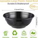 Newtay 100 Pack 32oz Black Disposable Plastic Bowls Plastic Salad Bowls Large Stackable Serving Soup Dinnerware for Birthdays, Weddings, Parties, Festivals