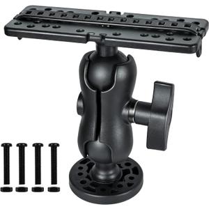 Fish Finder Mount Base, Universal 360 Rotation Ball-Mount Fish Finder Bracket, Nylon & Stainless Steel Electronic Holder for Marine Boat Kayak Pontoon Canoe Helix Garmin, 4*Srews, 4*Nuts