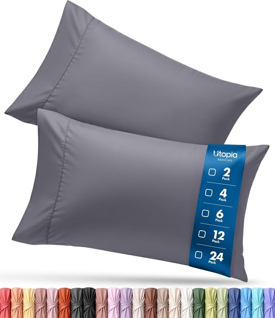 Pillow Cases Queen Size Set of 6, Ultra Soft Comfy Pillow Covers, Grey