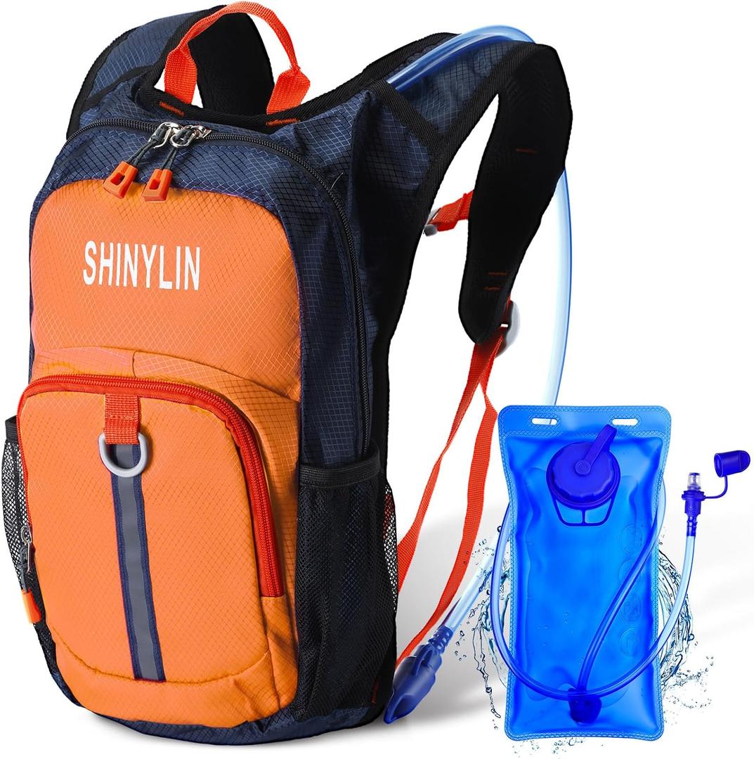 Shinylin Kids Hydration Backpack with 1.5L Water Bladder Hiking Backpack Lightweight for Boys or Girls Children Biking Climbing Running Cycling