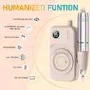 Portable Nail Drill Electric File: 35000RPM Professional Rechargeable Nail E File Machine,for Acrylic Nails Gel Polishing Removing, Cordless Efile with Bits Kit for Manicure Salon Home (Pink)