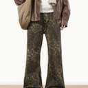 Y2K Leopard Jeans for Women - Baggy Unisex Cheetah Print Straight Leg Denim with Pockets, Casual Streetwear (Brown, M)