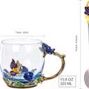 Flower Tea Cup,Butterfly Rose Clear Glass Fancy Coffee Mug with Spoon,Gift Box for Her Mom Wife Grandma Girls Women Christmas Birthday Present Idea for Juice,Hot And Cold Drinks Use