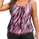 Yonique Plus Size Tankini Swimsuits for Women Blouson Tankini Tops with Swim Shorts Two Piece Bathing Suits (XXXL)