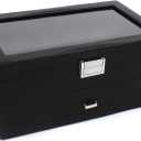 24 Slot Watch Case, Luxury Carbon Fiber Watch Box, Exquisite Watch Display Organizer for Men Women Watch and Jewelry Holder Cabinets 13.4 * 8.3 * 5.8inch