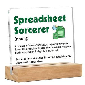 Funny Gift for Spreadsheet Accountant Data Analyst Marketing Specialist, Excel Spreadsheet Sorcerer Clear Desk Decorative Sign Office Acrylic Decor