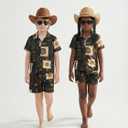 OPTRANEST Inc Kids Baroque Printed Black Shirt and Shorts Set for Boys | Premium Cotton Twill Summer Outfit | Stylish Casual Party Wear (3-4 Years)