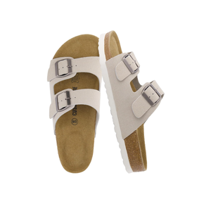 CUSHIONAIRE Lane Cork Footbed Sandals for Women – Comfortable Double Buckle Slip-On with Genuine Suede Footbed & Arch Support Slides for Women Footwear Size 8M