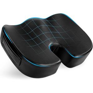 Luxury Seat Cushion, 4 Inch Extra Thick Memory Foam for Pressure Relief, Sciatica, Tailbone Pain & Back Pain Relief, Multi-Use for Bleachers, Car, Gaming, Office Chair (Black)