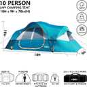 UNP Camping Tent 10-Person-Family Tents, Parties, Music Festival Tent, Big, Easy Up, 5 Large Mesh Windows, Double Layer, 2 Room, Waterproof, Weather Resistant, 18ft x 9ft x78in