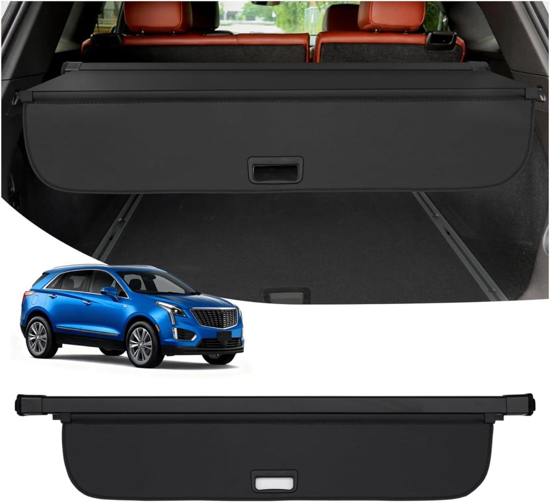 Powerty Cargo Cover for 2017-2025 Cadillac XT5 Accessories, Trunk Cover Retractable Trunk Shielding Shade Cargo Luggage Cover Black