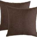 RainRoad Linen Decorative Throw Pillow Covers Cushion Cover Pillow Case for Sofa Couch Bed Chair, Soft Square Dark Brown Throw Pillows 18x18 Inch,Set of 2 (18" x 18" (Pack of 2))