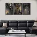 Kyiyhzp 3Pcs Abstract Black Gold Wall Art Modern Minimalist Wall Decor Prints Black gold grey pictures Marble painting artwork for Living Room Bedroom Office Home Decoration 16x24in Poster