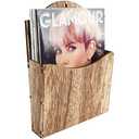 Juvale Rustic Wood Wall Mounted Magazine Rack and File Organizer with Menu Basket - Magazine Holder - Mail Organizer (12 in)