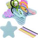 BALAPET 2 Pcs Sensory Activity Board,Double Side Silicone Calm Down Fidget Toy, Silent No Mess,Stress Relief,Kids 3+ Love and Stars Sensory Board with Portable Bag and 22 Strings