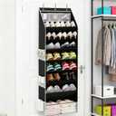 Shoe Organizer - Over the Door Shoe Organizer for Closet, Hanging Closet Shoe Storage with Large Deep Pockets, Holds 14 Pairs of Sneakers, Sandals, Boots, Black