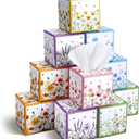 12 Pack Fall Floral Facial Tissues Cube Boxes 600 Sheets 3 Ply Small Square Wildflowers Face Tissues Bulk for Autumn Car Bedroom Supplies