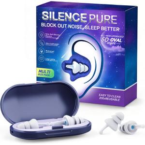Ear Plugs for Sleeping 3D Oval Noise Cancelling Earbuds & Focus Design,Soft Reusable Silicone Ear Plugs for Noise Reduction (35dB),Ideal for Side Sleepers-2 Pairs (S + M/L)