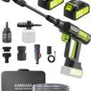 Portable Cordless Pressure Washer 2 Batteries - 1200PSI Brushless Cordless Power Washer with 6-in-1 Nozzle, Adjustable Foam Cannon LCD Touch Screen for Car Garden (Green)