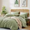 WRENSONGE Queen Comforter Set - 7 Pieces Sage Green Soft Bed in a Bag Queen with Fitted Sheet, Flat Sheet, 2 Pillow Shams, and 2 Pillowcases- Warm Bedding Sets Queen for All Season (7Pcs-Queen(90"x90"))