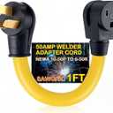 Kanayu 10-50P to 6-50R 50amp Welder Adapter Cord Compatible with NEMA, 3 Prong Range Stove Oven to Welder Plasma Cutter Adapter with Ergonomic Handle Heavy Duty STW 8 AWG*3C, 1ft, ETL Listed