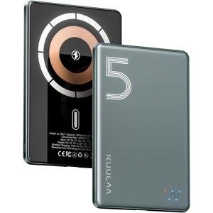 Kuulaa Magsafe Battery Pack 5000mAh Slim Magsafe Portable Charger 0.28in Magnetic Wireless Apple Portable Charger 20W USB-C Power Delivery Power Bank for iPhone 16/15/14/13/12 Serie, Grey