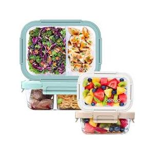 Bentgo Glass Leak-Proof Meal Prep Set - 8-Piece Lunch & Snack 1 & 2-Compartment Food Containers with Lids - Reusable, BPA-Free, Microwave, Freezer, Oven & Dishwasher Safe (Coastal)