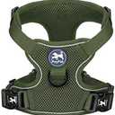 PoyPet Reflective Soft Breathable Mesh Dog Harness Choke-Free Double Padded Vest with Adjustable Neck and Chest(Military Green,XS)