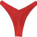 YELAIVP Women's Ruched Back Bikini Bottoms, High Cut Bathing Suit Bottoms Cheeky Thong Swimsuit Bottom, Size M