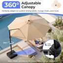 SUPERJARE 9ft Cantilever Umbrella with Base Included, Large Outdoor Umbrellas for Patio, Foot Pedal for 360 Rotation, Durable Metal Ribs, Offset Patio Umbrella, for Pool, Deck, Beige